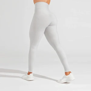 Custom Top Ladies Casual Wear High Ribbed Elastic Waist High Quality Solid Yoga Leggings Breathable Four-Way Stretch Full Length