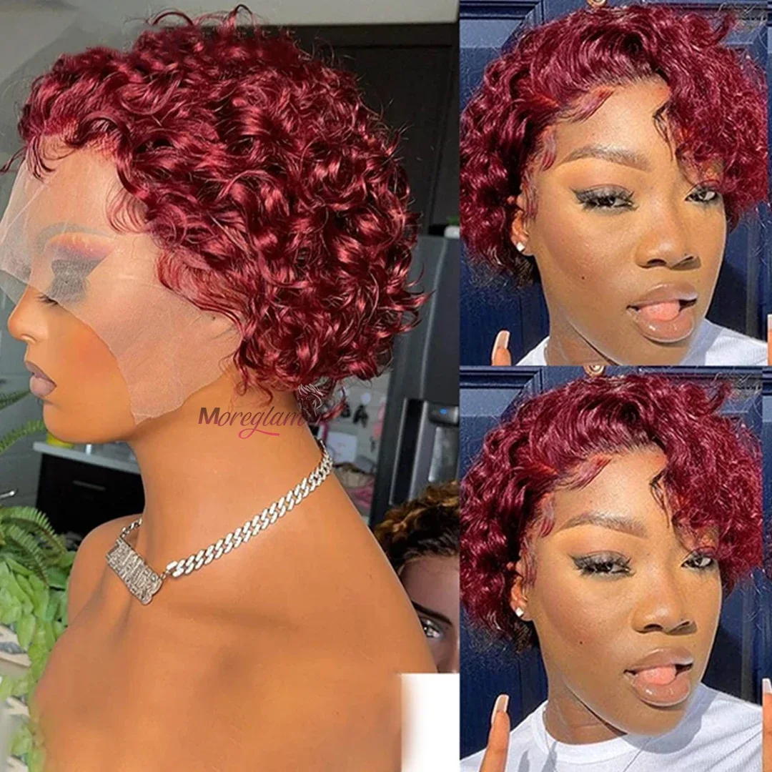 Parrucca Pixie Cut Biondo Miele Acqua Onda Profonda Parrucca In Pizzo Afro Riccio Corto Bob Parrucche Di Capelli Umani Parrucca Frontale In Pizzo Di Colore Naturale Per Le Donne_voghion.com