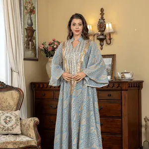 Sample Customization New Women's Clothing Middle East Muslim Arab Dubai Lace Sequin Elegant Dress Ladies Evening Gown