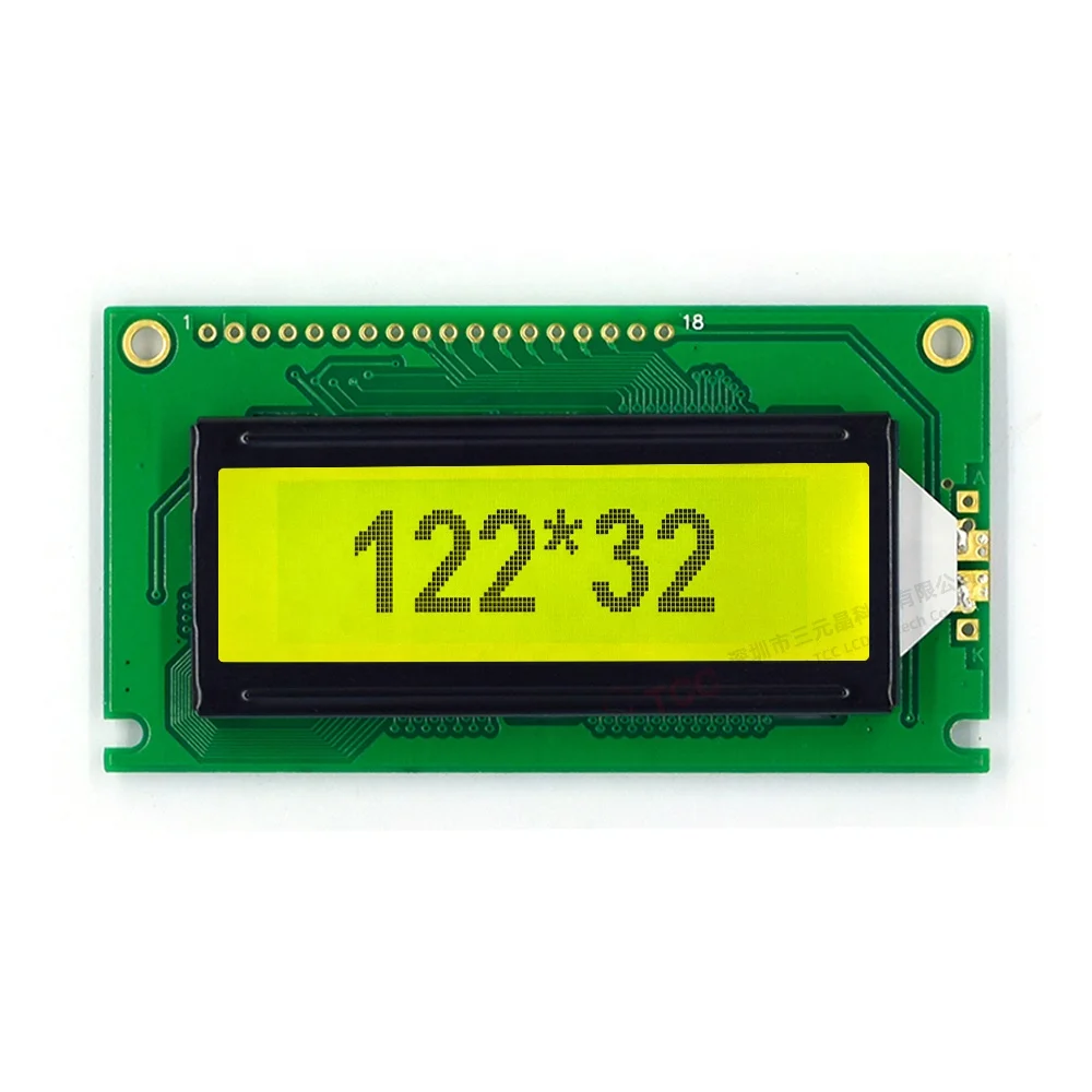 18ピン モノクロ 122x32 グラフィックLCDモジュール 8ビット並列