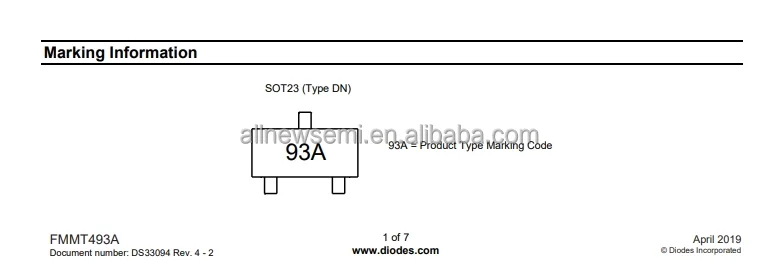 Hot sale Original FMMT493ATA Transistor TRANS Bipolar (BJT) Transistor NPN 60 V 1 A 150MHz 500 mW Surface Mount SOT-23-3