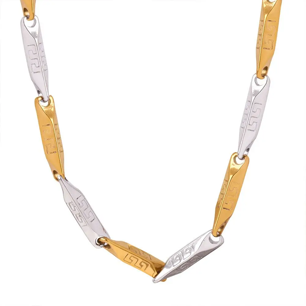 2024 New Arrival Two Tone Gold Chain 18k Gold Plated Stainless Steel Non Tarnish Melon Seeds Handmade Fashion Jewelry Necklaces