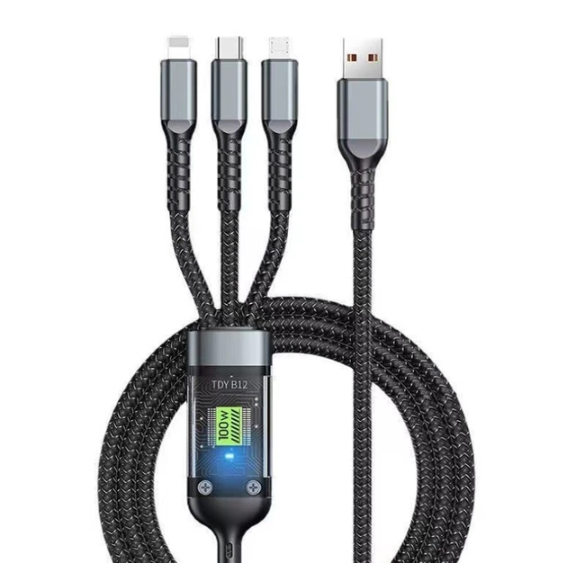 Free Sample Customizable Universal Data Usb Cable Multi Function 3in1 100w 5A Super Fast Usb Charging Cable for Micro Type-C