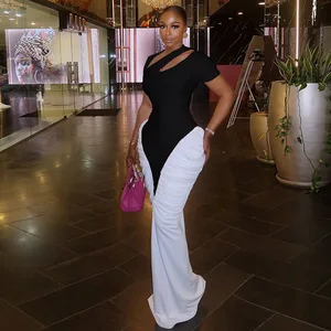 GX3597 Women's Fashion 2026 Sexy Clothing Boutique Short Sleeve Hollow Out Elegant Maxi Dress Elegant Party Long Evening Dresses