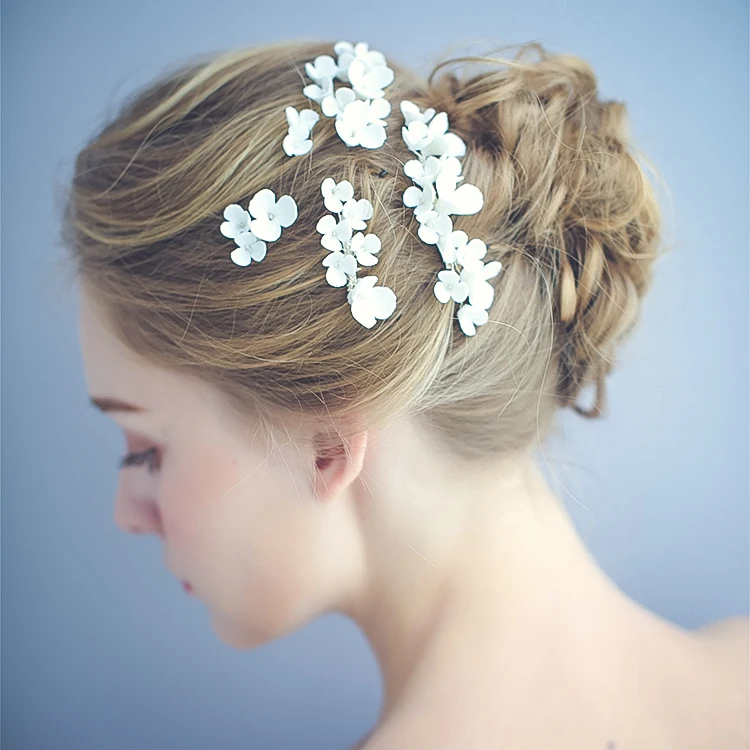 2020 Bridal Hair Accessories Newest White Ceramic Flowers Bridal Accessories Hair Pin Handmade Women Wedding Hair Combs