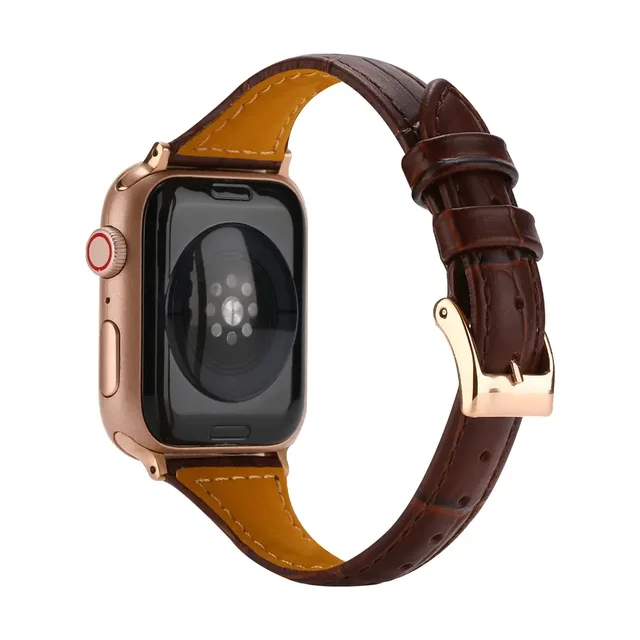 Luxury Slim Woman Man Leather Smart Watch Band with Metal Buckle Genuine Leather Watch Band for Genuine Leather Apple Watch Band