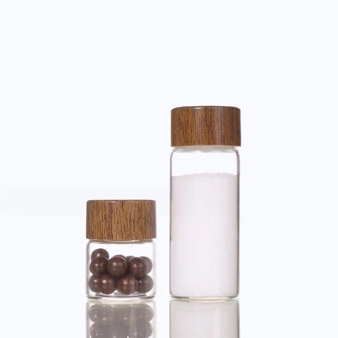 Wholesale 24mm screw clear glass vial control 10ml powder wood grain glass bottle moisture-proof seal screw cap bottle