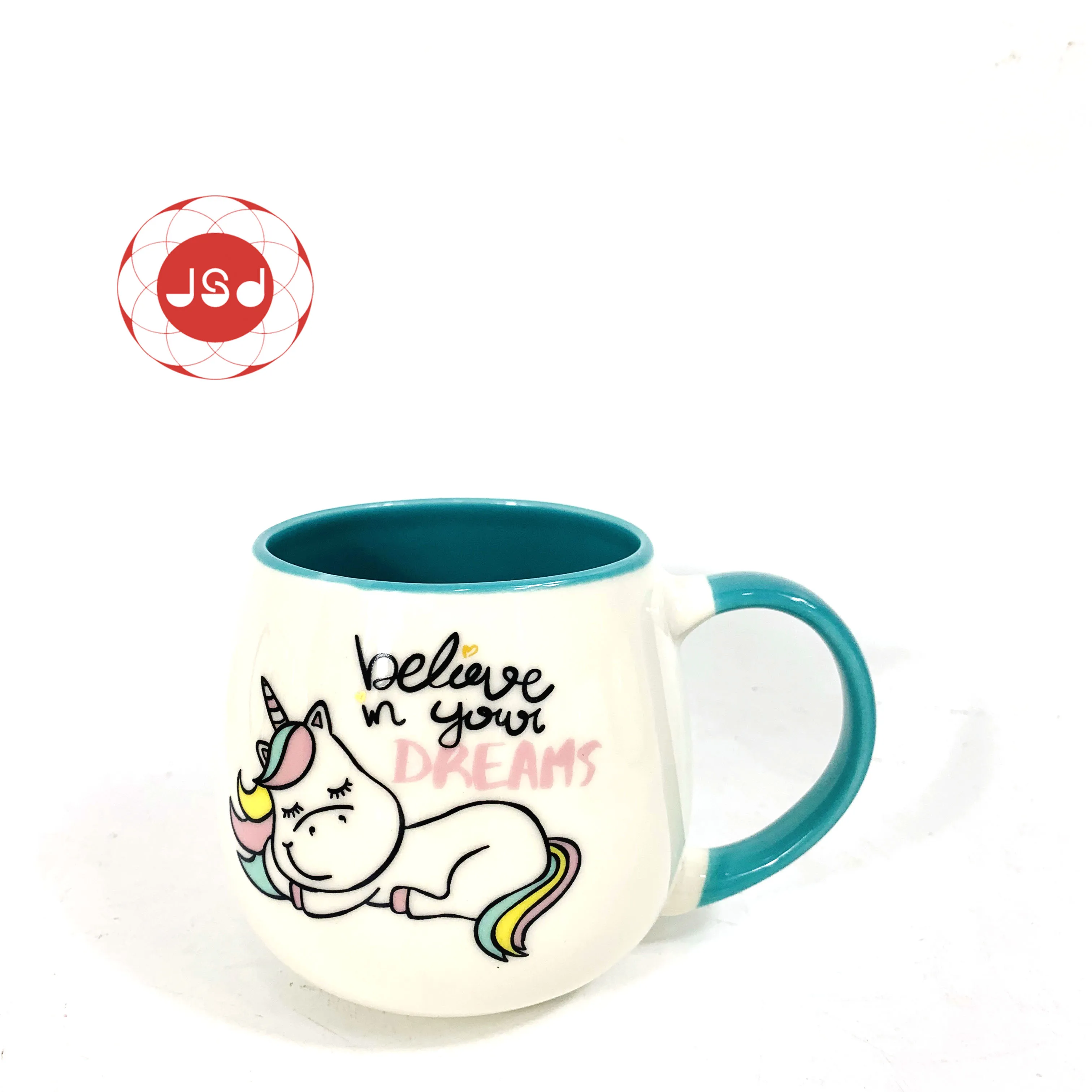 Hot Products Cute Dog Friend Belly Shape Color Handle Ceramics Coffee Drink Ware Mug