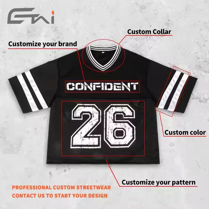 100% Polyester Custom Logo Color T Shirts Sports Wear Boxy Basketball Baseball Football Soccer Retro Mesh Jersey Tshirt for Men
