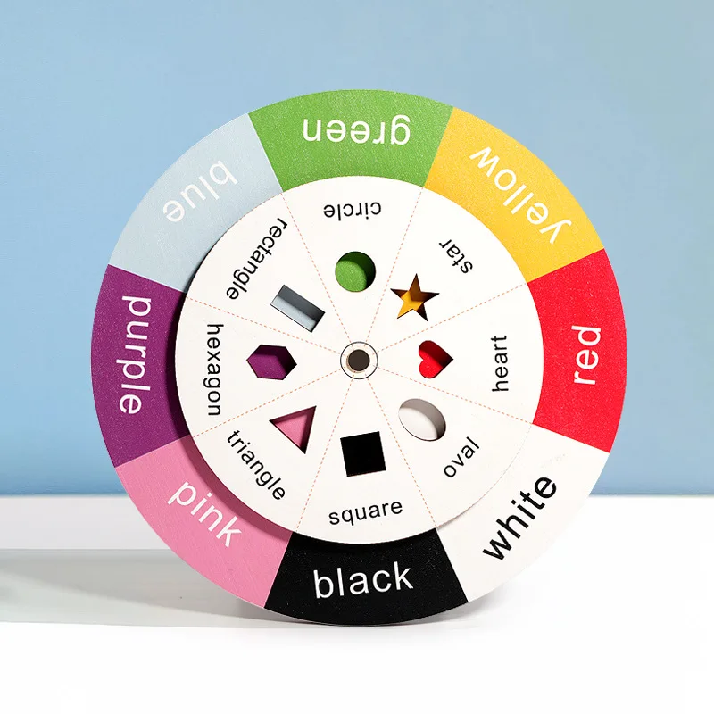 Kinder Frühförderungsspielzeug Farb- und Formenrad kognitives interaktives Spiel Montessori-hölzernes Drehteller-Spiel für Kinder