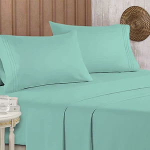 Wholesale Green Color High Quality Home Customize Luxurious Deep Pockets Embroidery Bedding Sheet