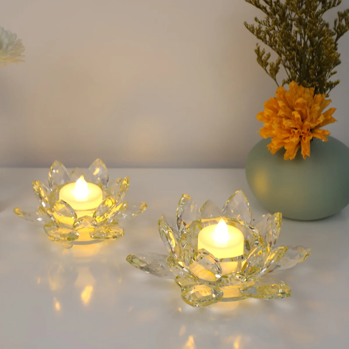 modern candle container crystal glass flower candles holder wholesale wedding decorations centerpiece