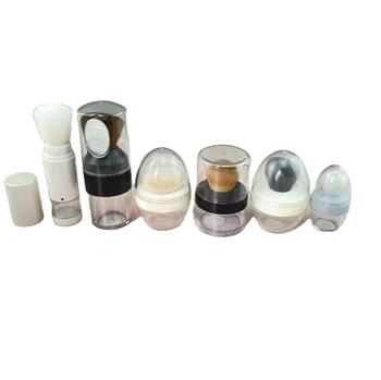 Custom plastic round powder brush container with powder blusher container 8g portable plastic beauty bottle with mirror