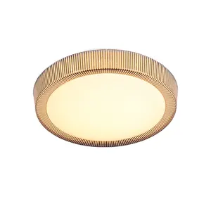 Modern Indoor Design Lighting Decorative Round Shape Wood Led Plastic Ceiling Light Lamps