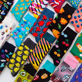 OEM manufacturer custom Mens Dress Cotton Socks,men and women Happy socks custom logo
