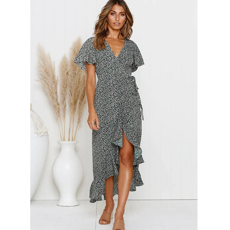 2020 Lady Short Sleeve Print Dresses 