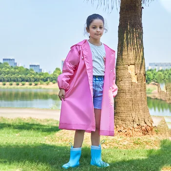 Custom Logo EVA One-Piece Thick Full Body Raincoat Non-Disposable Poncho for Kids Outdoor Travel for Rain Occasions