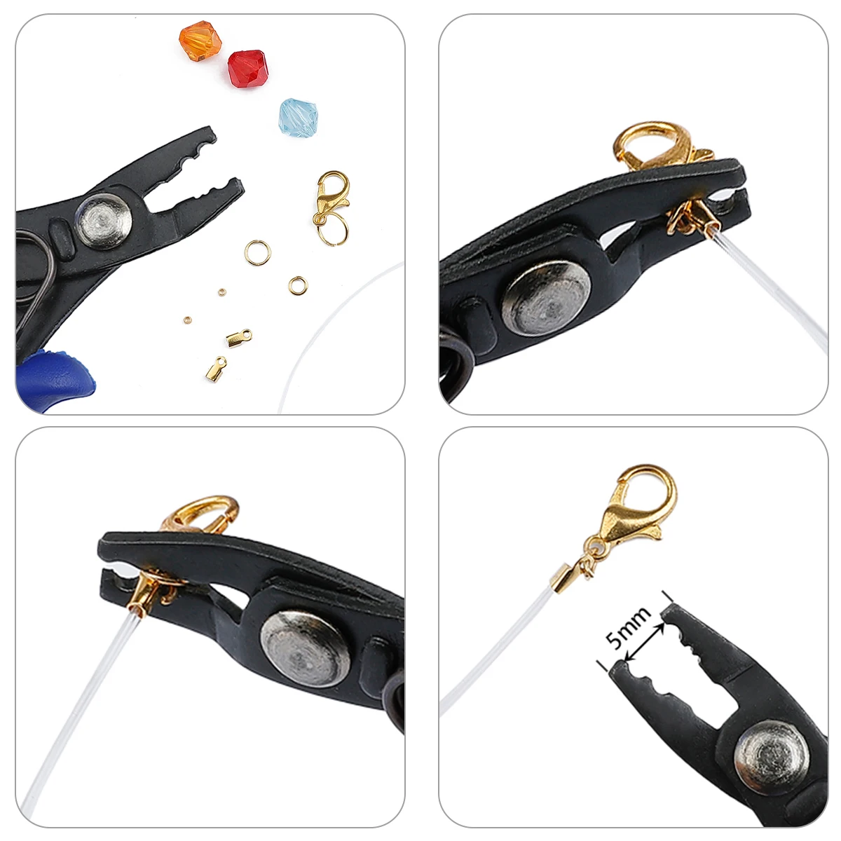 Blue Color 13-14cm Steel Split Ring Opener Pliers Jewelry Beading Crimp Pliers Tool With Mini Diagonal Pliers DIY Hand Tools