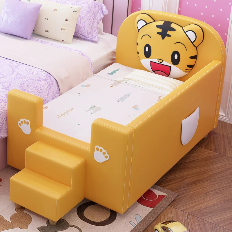 Yellow Small Children's Room Furniture Wooden Leather Upholstered Bed  Cartoon Kid Bed - Buy Kids Cartoon Bed,Single Beds For Sale,Child Bed With  Storage Product on 