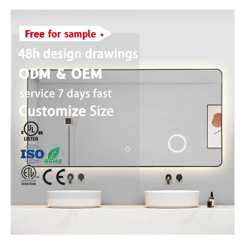 Elegant Bathroom Mirror LED Bathroom Mirror Smart Bathroom Mirror with Touch Switch Lighting for Interior Bathroom