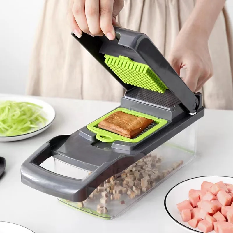 15 Pcs Multifunctional Kitchen Gadget Plastic Vegetable Chopper Manual Vegetable Cutter Fruit Potato Slicer Grater