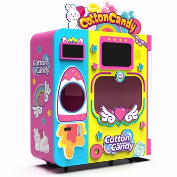 Colorful robot cotton candy and popcorn machine automated cotton candy vending machine