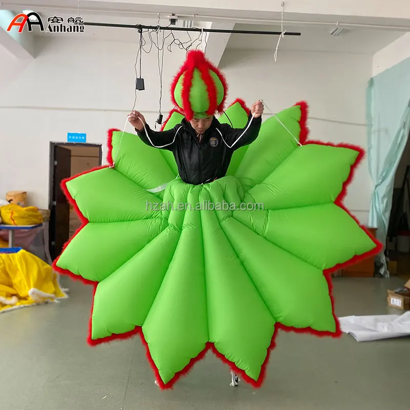Inflatable Dance Costume Green Flower Dress for Parade Performance