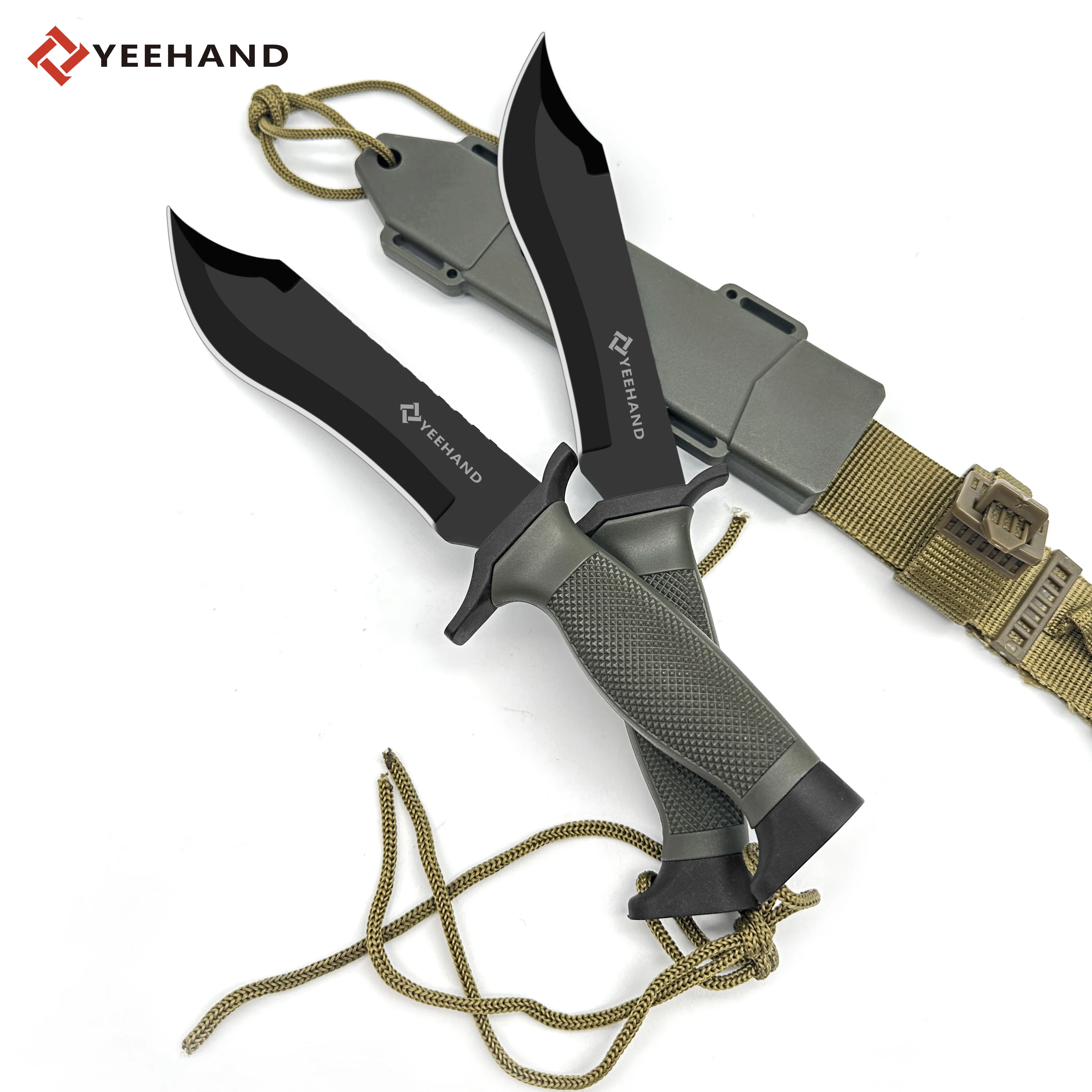 Hot Sale Oem Survival Fixed Blade Knives Green Handle Self Defence