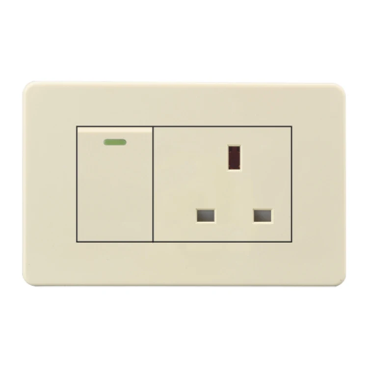 VNX US Standard 250V 13A Beige Multi Function Universal Ac Power Smart 3-Pin Switch and Socket Panel