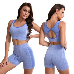 OEM Women's Seamless Yoga Suit With High Elasticity Beautifies Back comfort and Detachable Chest Pad Sports Suit.