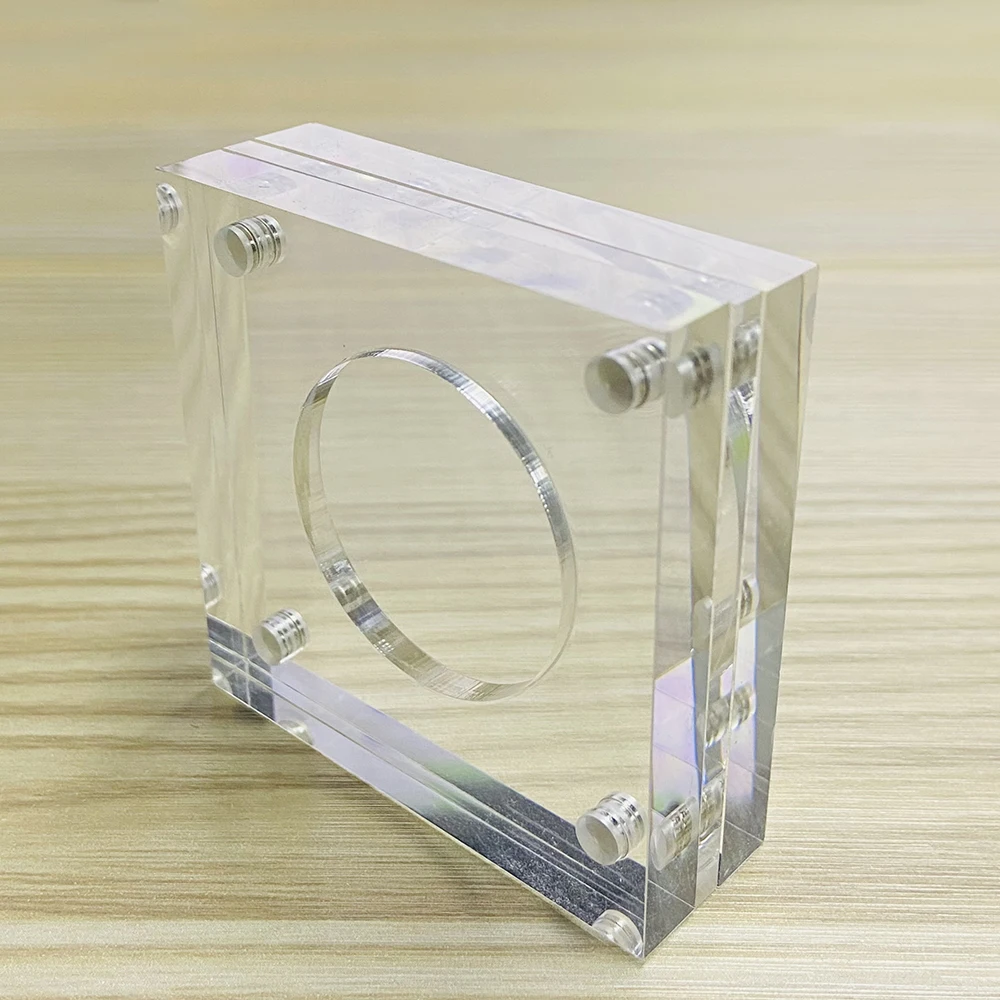 アクリル製マグネット式コインフレーム プラスチック製コインメダルディスプレイホルダー 2個 CNCフライス加工チャレンジコインケース