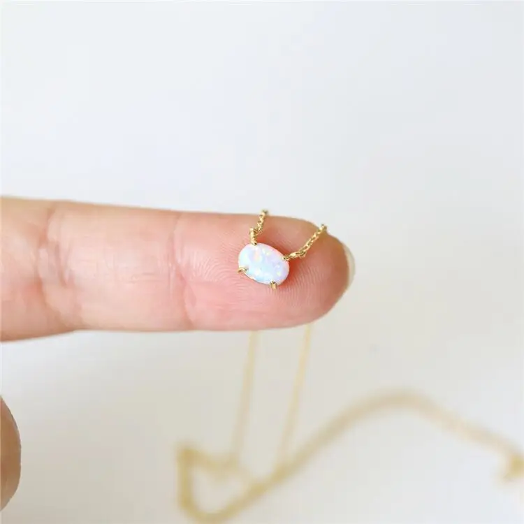 Elegant White Opal Pendant Necklace - 925 Sterling Silver