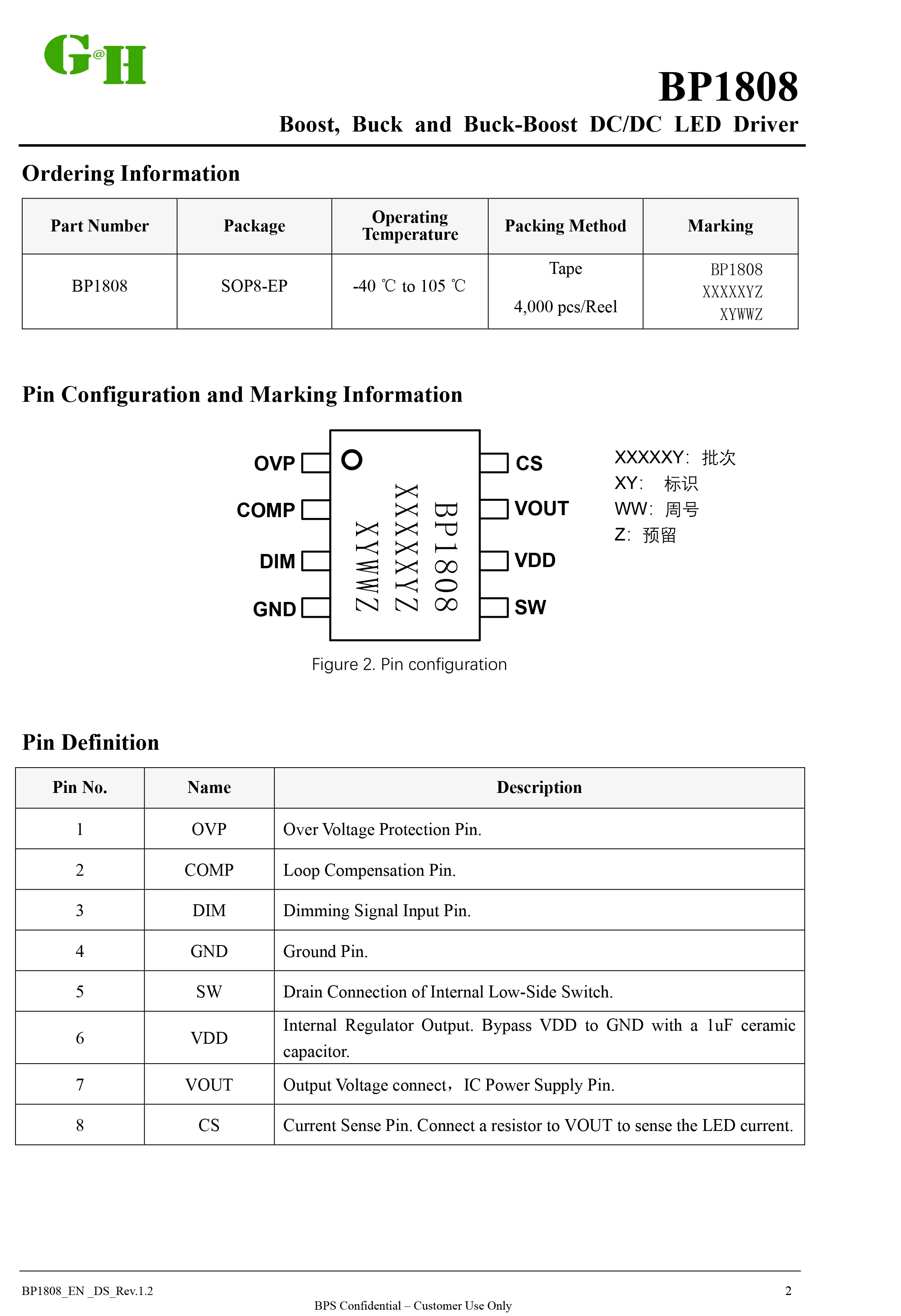 Bp1808 Bp1808a Sop-8 Original Bps Led 3-70v Lifting Voltage Constant ...