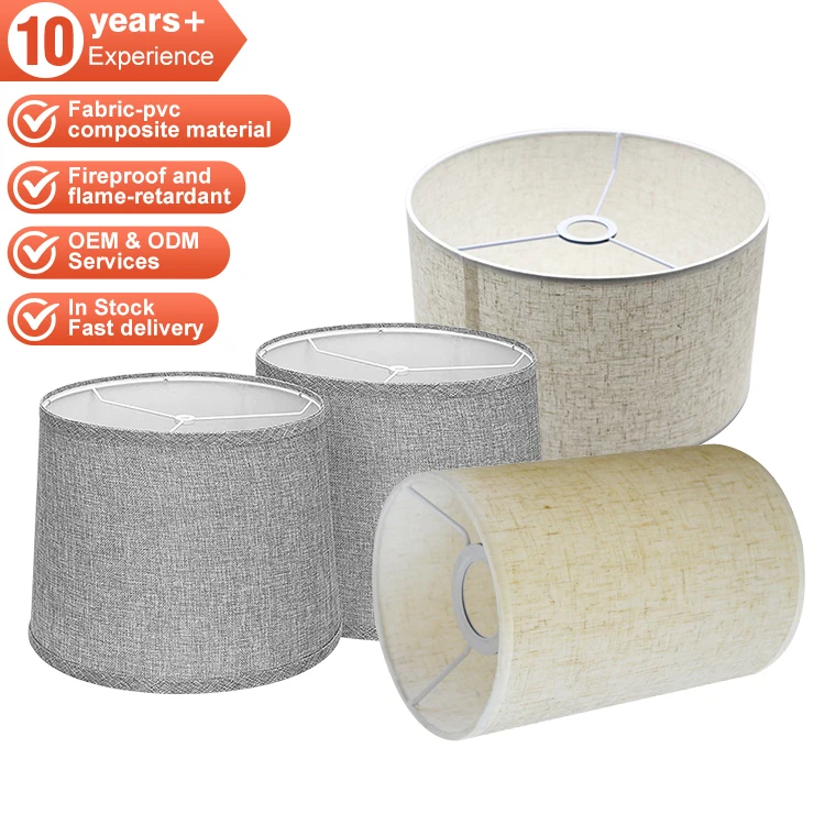 Vintage Custom Round/Square OEM PVC Lamp Shades Modern Nordic Fabric Table Lamp Decorative Shade