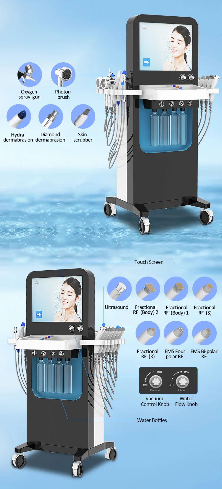 New Skin Care Machine for Beauty facial Salon  Hydrodermabrasion Spa Treatment System Pigment Removal Skin  Rf Peeling Facial Ma