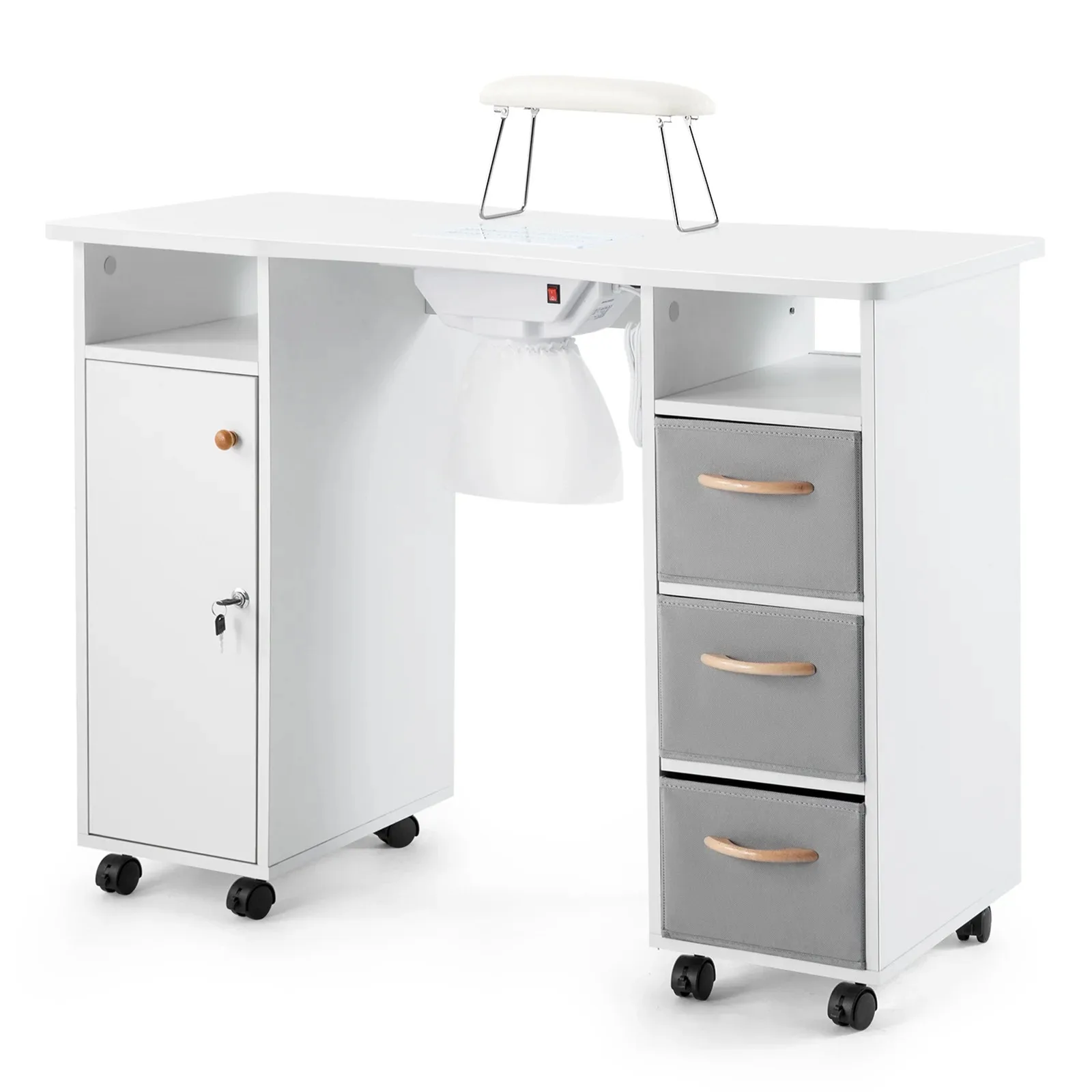 Professional Multi-Functional Modern Wood Nail Table Station Fashionable Beauty Salon Furniture Drawer for Living Room Hospital