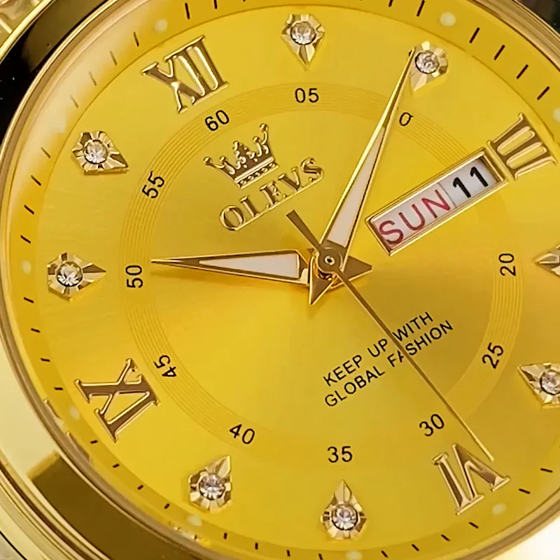 Olevs 5513 Brand Luxury Mens Watch Temperament Gold Wrist Watch Fashion