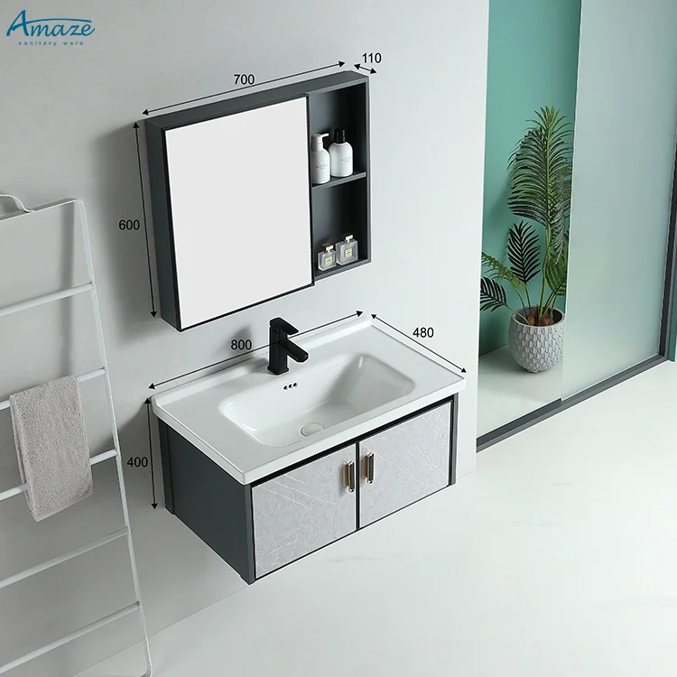 Wholesale custom high quality wall mounted aluminum mirror bathroom cabinet vanity sink