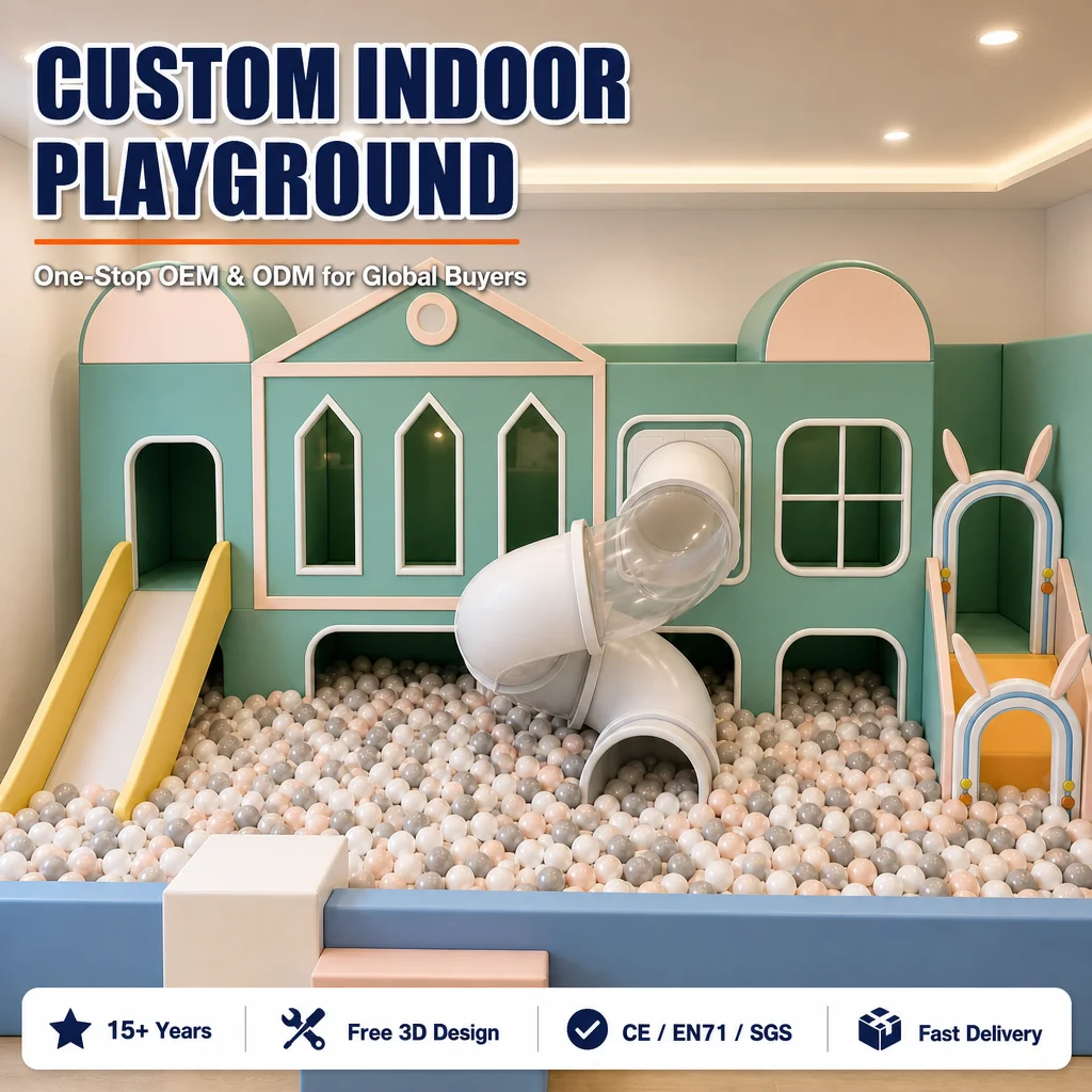 CE Certified Commercial Kids Indoor Soft Play Equipment Naughty Castle Ball Pit Slide Climbing Wall for Shopping Mall OEM