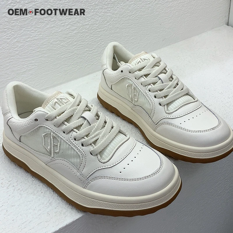New Design Shoes Wholesale Price Brand Leather Skateboard Shoes Women White  Sneakers for Men