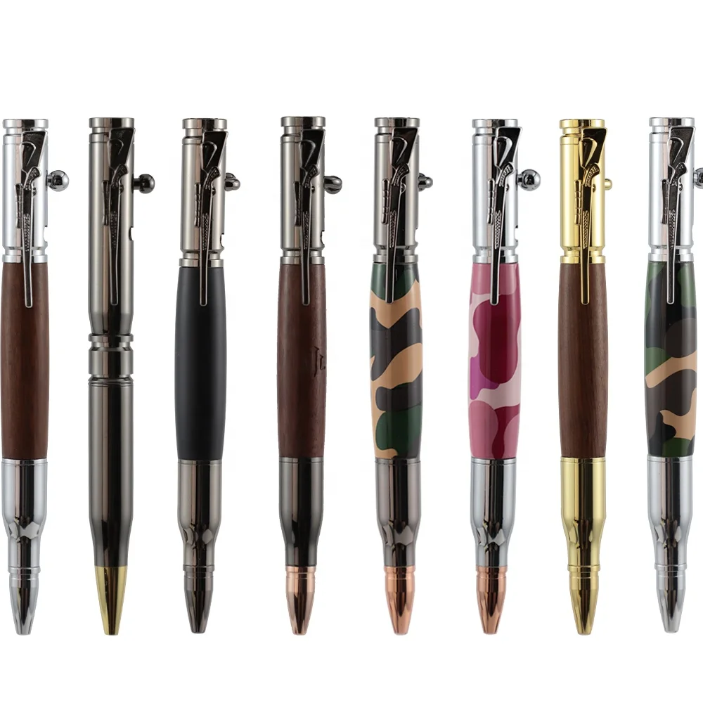 Hot Sale Gift Metal Gun Pen Kits Custom LOGO Printed High-end Wholesale  Heavy Brass Bolt Action Pen with Compass