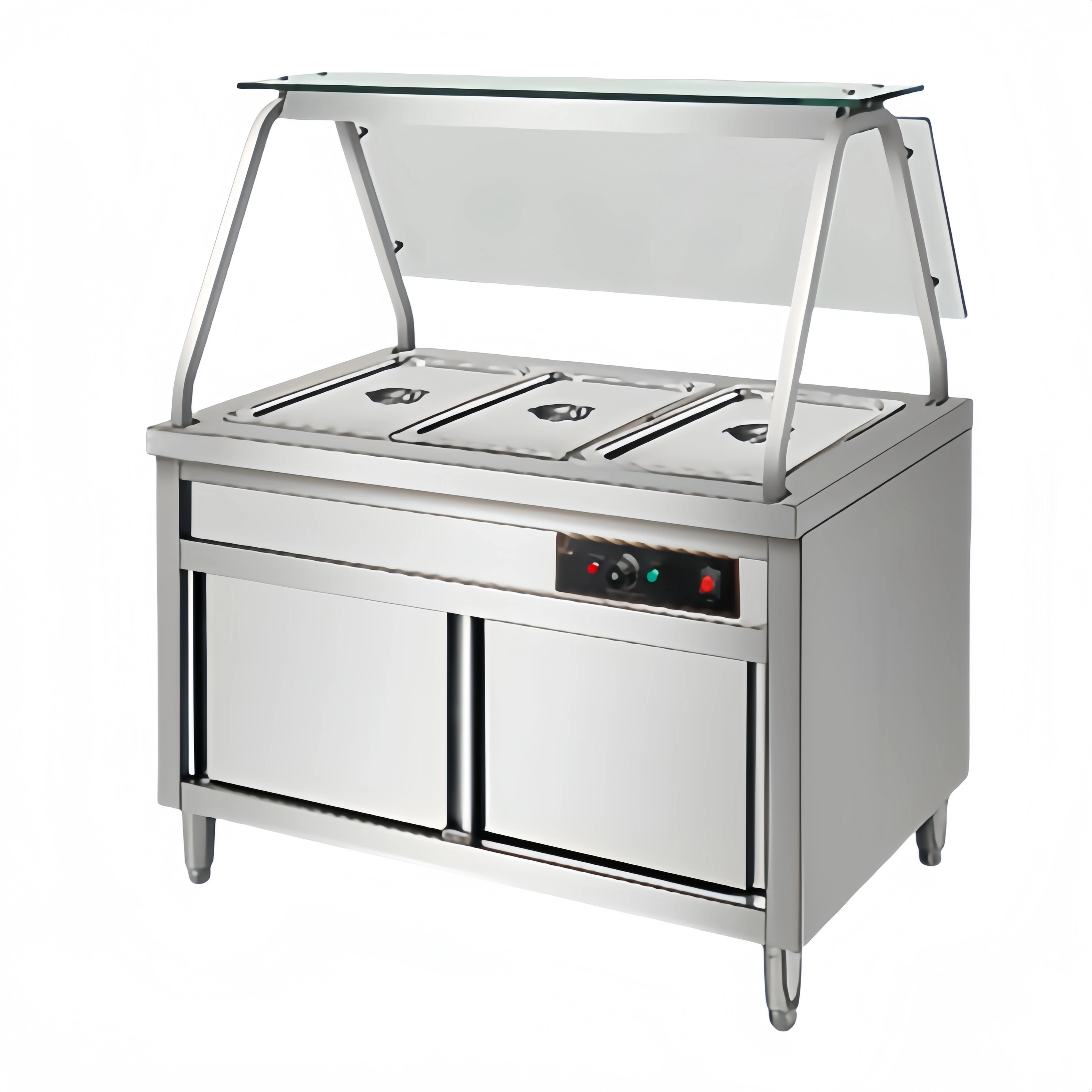 bain-marie autônoma em aço inoxidável com 3, 4, 5 ou 6 recipientes