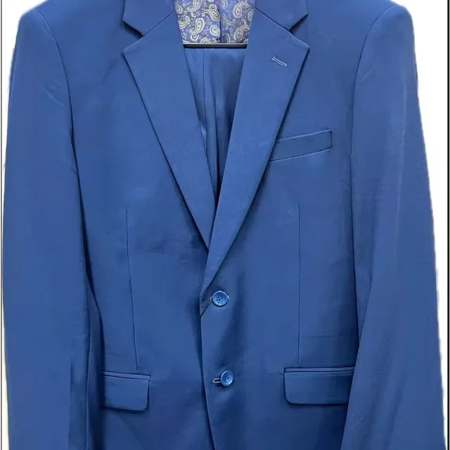 2024 OEM ODM banquet Custom Solid Men's TR  2pcs  SET Suits Men business Luxury 2 Piece Set suits Men's dress BLUE suits