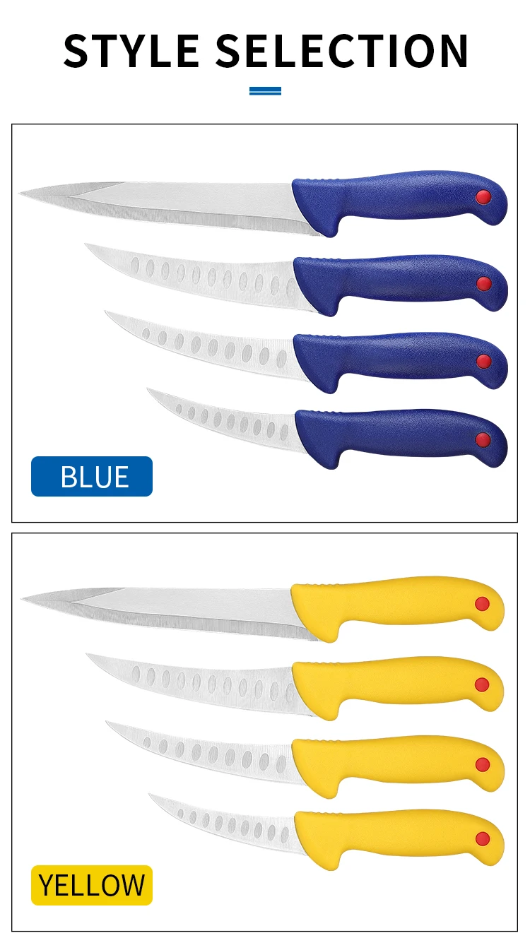 Wholesale Stainless Steel Blade Sharp Fish Cutting Knife Yellow Solid