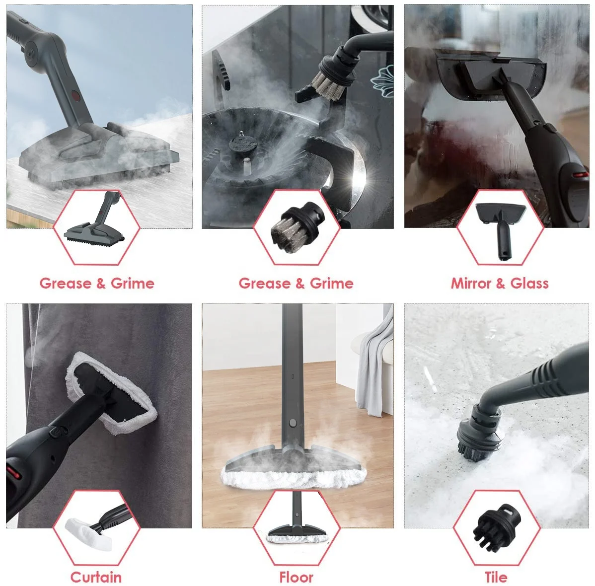 HG Multi Functional Hand Held Chemical Free Cleaning Machine for Home Use with 9 Accessories