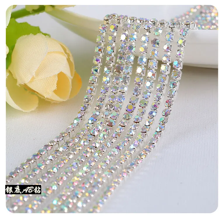 Catena Di Strass Argento 1,8 Mt Per Decorazioni Fai Da Te E Abiti Da Sposa - 5