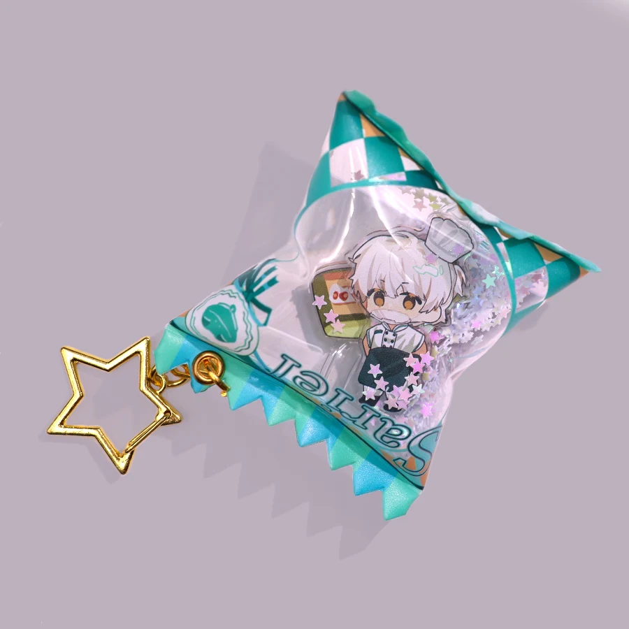 Custom Cute Inflatable Candy Charm Shaker Anime Acrylic Keychain Charms ...