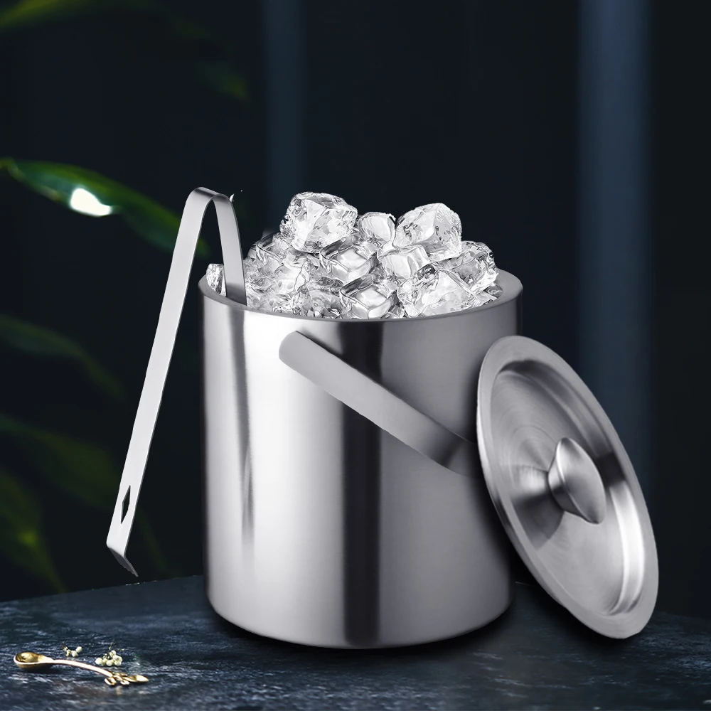 Creation Factory Customized New Product Price Double Wall Stainless Steel 10L Ice Bucket Black Tub with Lid