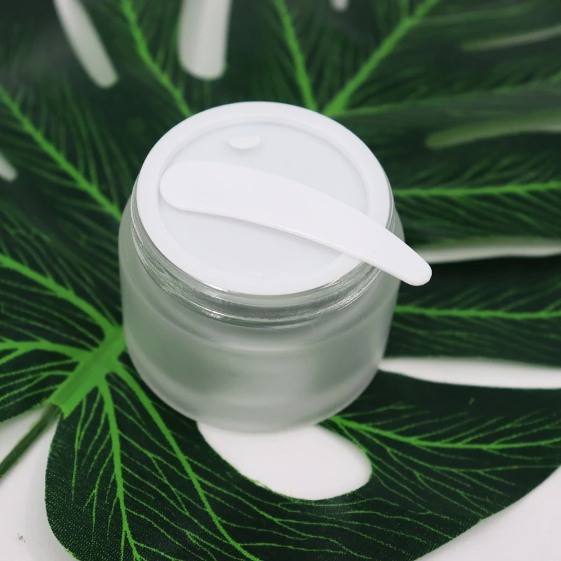 Custom 30g Glass Eye Face Cream Jar Pot Screw Lid Empty Round Frosted