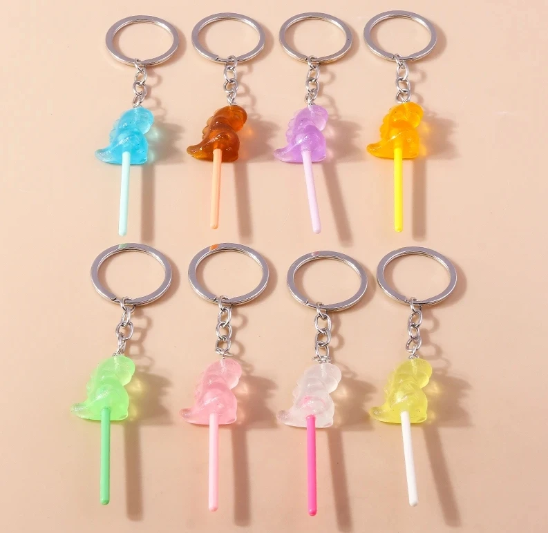 Lovely Resin Candy Lollipop Keychain Mini 3d Simulation Food Key Rings ...